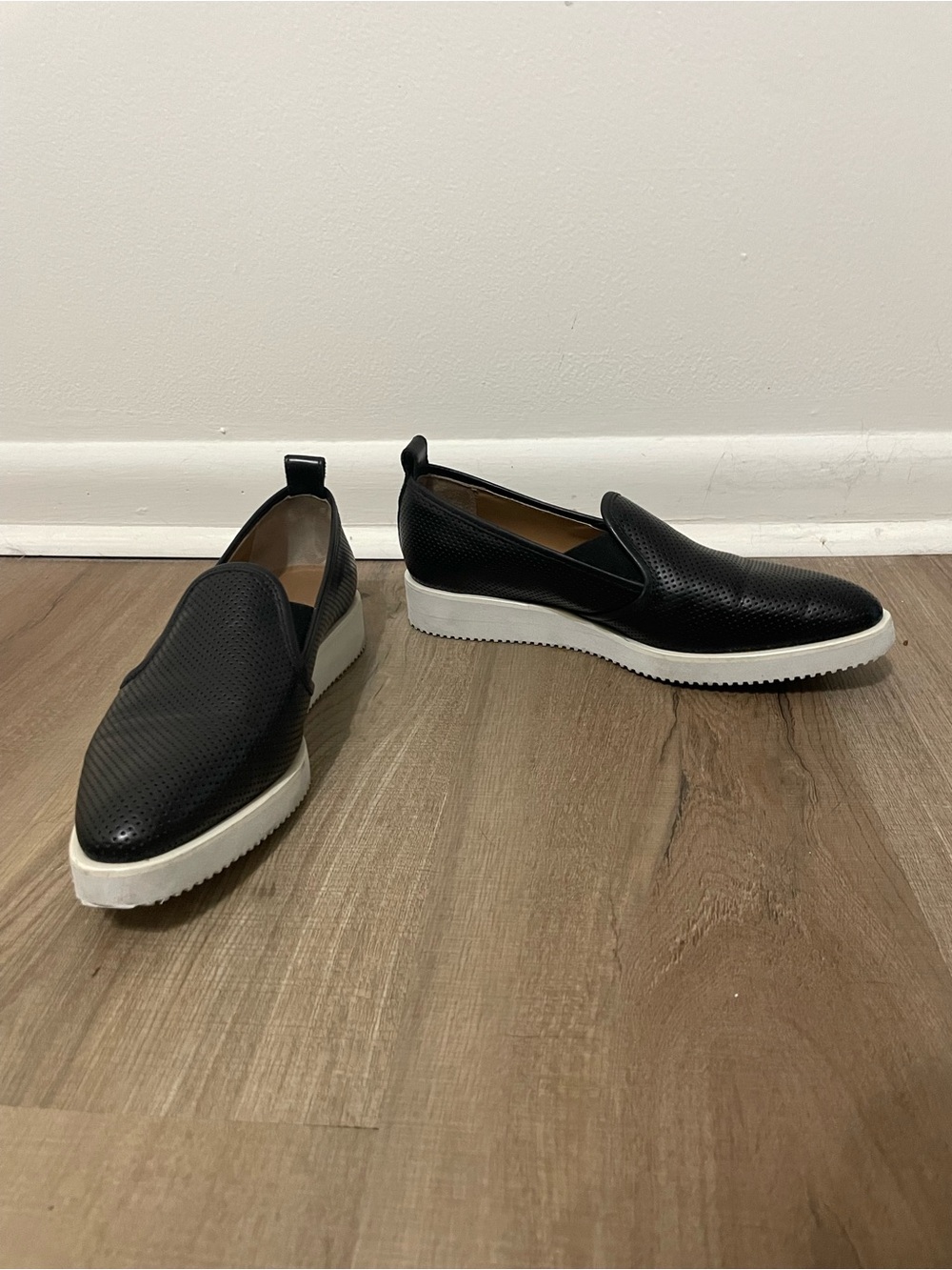 Everlane The Leather Street Shoe perforated leather platform slip-ons